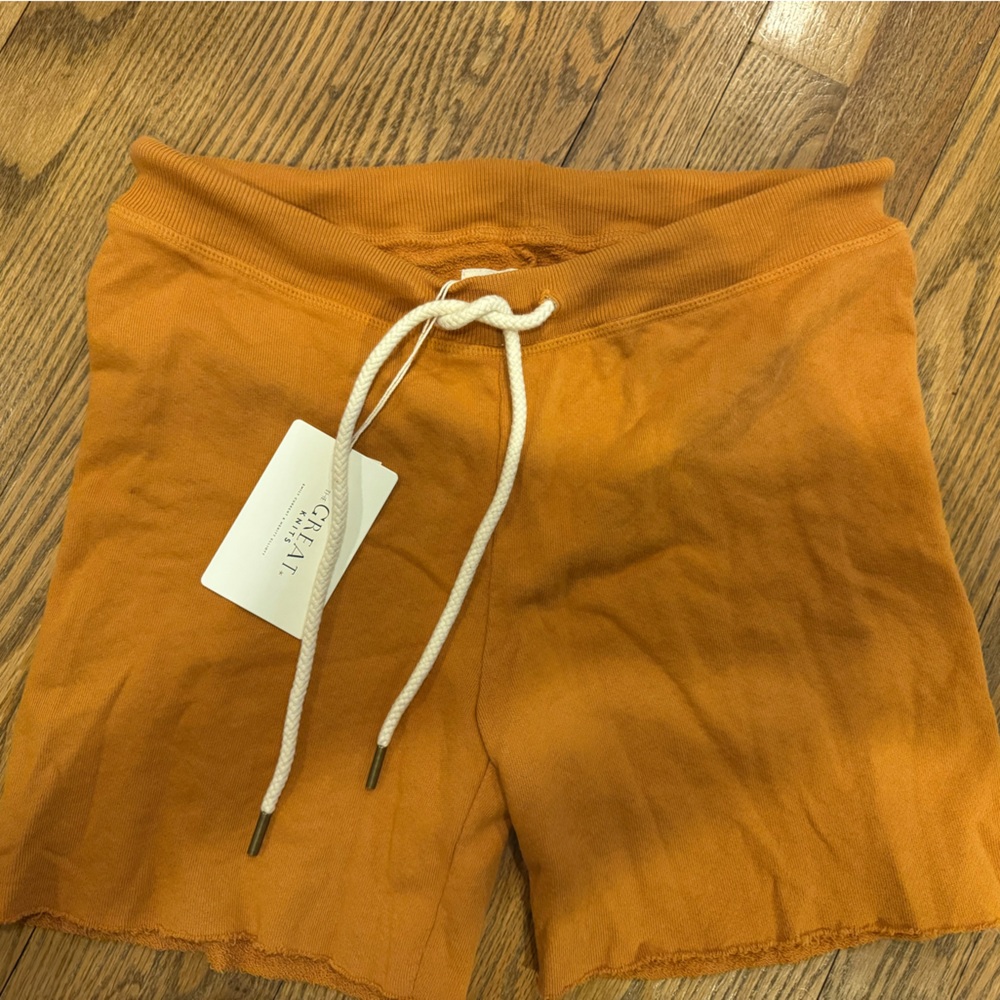 The Great. Orange Drawstring Women Shorts 0